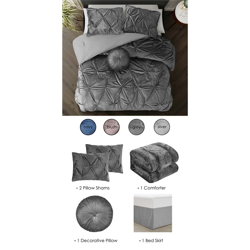 Posh Living Baxter 5pc King/California King Comforter Set Grey