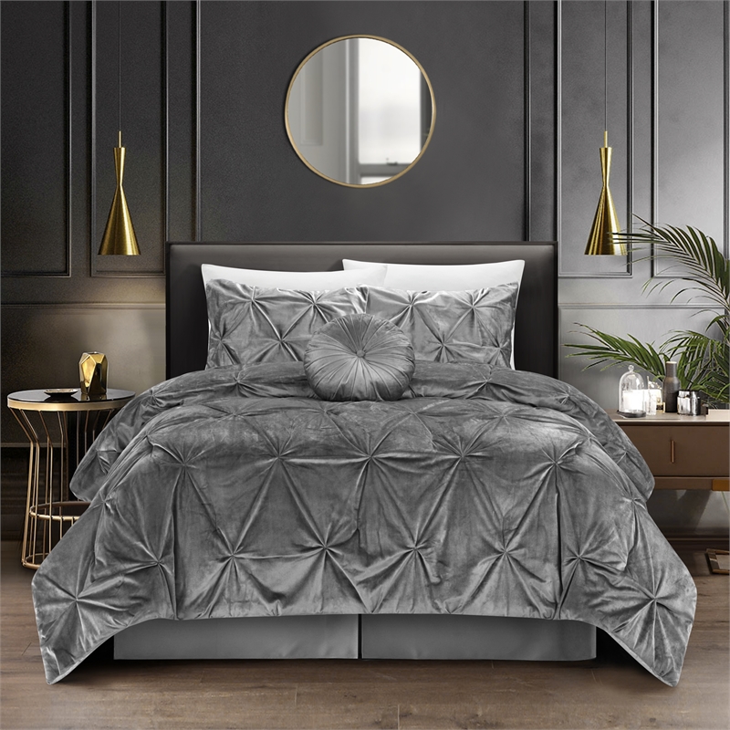 Posh Living Baxter 5pc Full/Queen Comforter Set Grey
