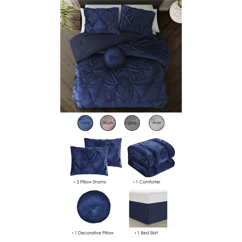 Posh Living Baxter 5pc Full/Queen Comforter Set Navy