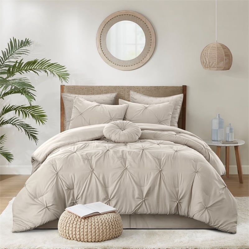 Posh Living Abilene 7pc Full/Queen Comforter Set Beige
