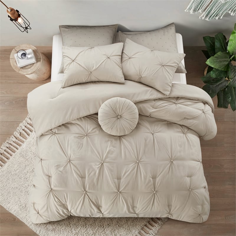 Posh Living Abilene 7pc Full/Queen Comforter Set Beige