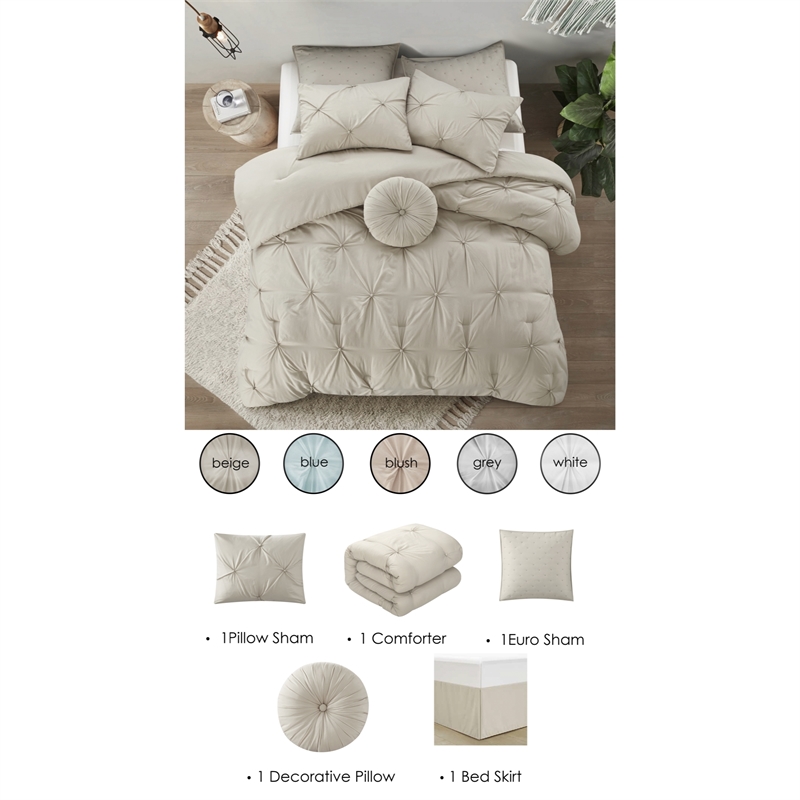 Posh Living Abilene 5pc Twin/Twin XL Comforter Set Beige