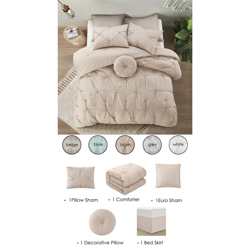 Posh Living Abilene 5pc Twin/Twin XL Comforter Set Blush