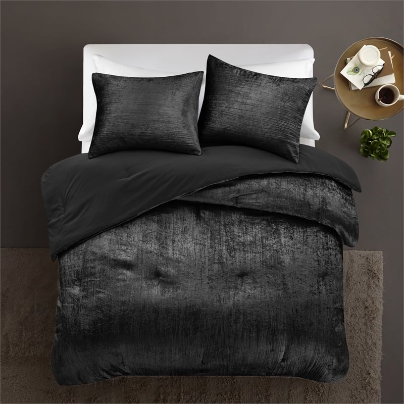 Posh Living Deklin 3pc Full/Queen Comforter Set Black