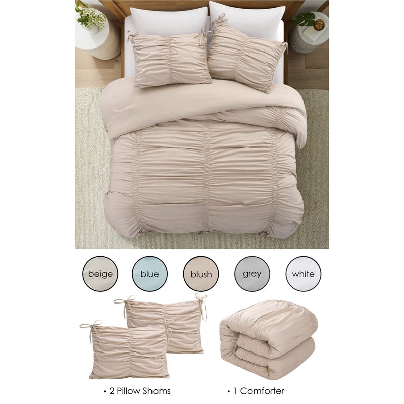 Posh Living Briseis 3pc King/California King Comforter Set Blush