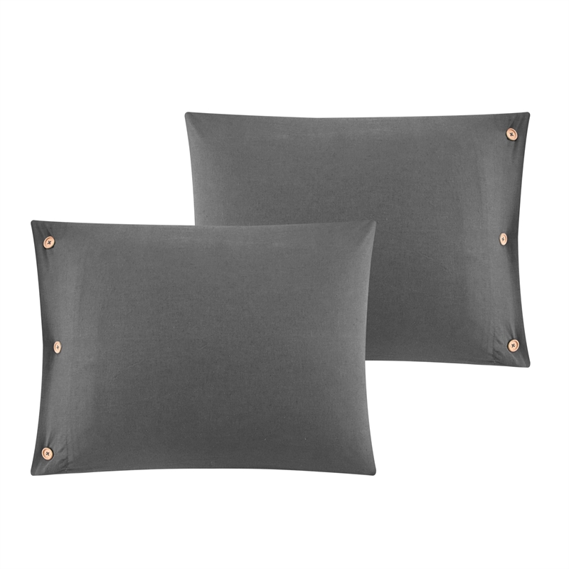 Posh Living Kaiyah 3pc King/California King Duvet Set Dark Grey