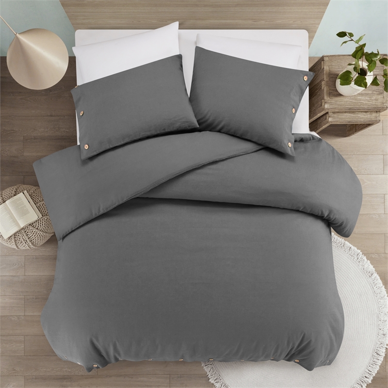 Posh Living Kaiyah 3pc Full/Queen Duvet Set Dark Grey