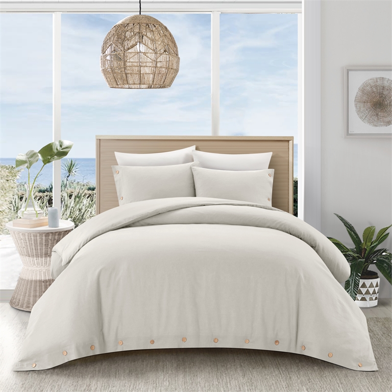 Posh Living Kaiyah 3pc King/California King Duvet Set Ivory
