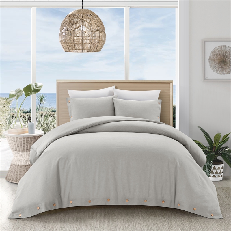 Posh Living Kaiyah 3pc King/California King Duvet Set Light Grey