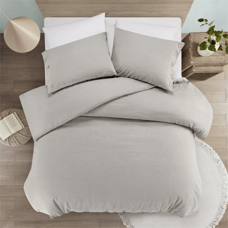 Posh Living Kaiyah 3pc Full/Queen Duvet Set Light Grey