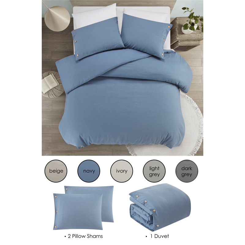 Posh Living Kaiyah 3pc King/California King Duvet Set Navy