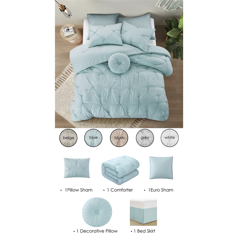 Posh Living Abilene 5pc Twin/Twin XL Comforter Set Blue