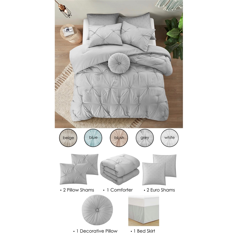 Posh Living Abilene 7pc Full/Queen Comforter Set Grey