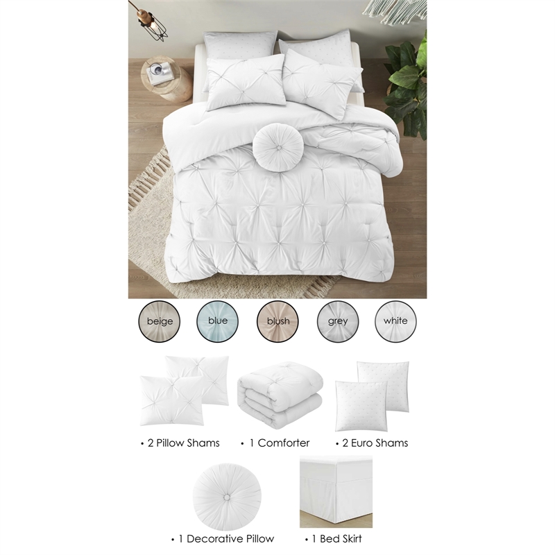 Posh Living Abilene 7pc Full/Queen Comforter Set White