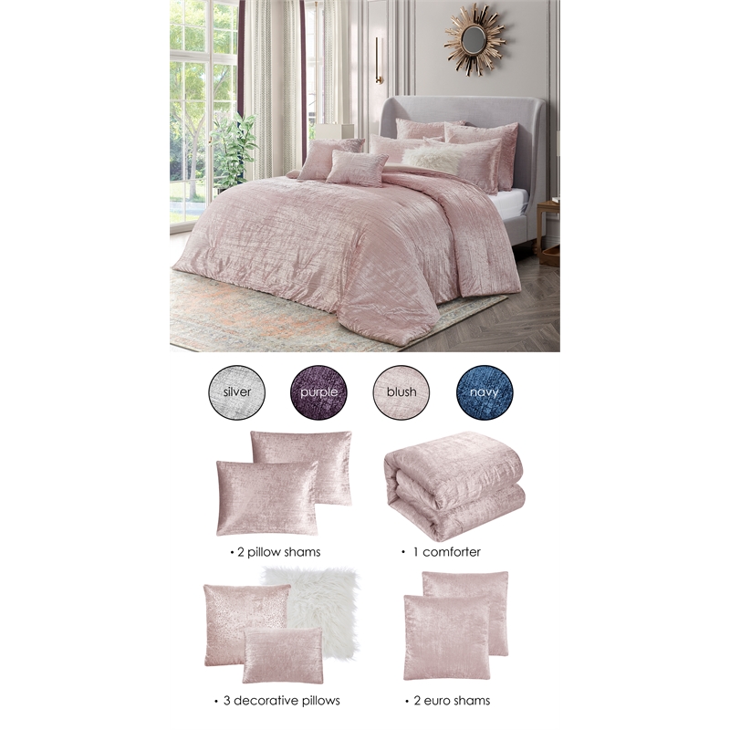 Posh Living Fahad 8pc King/California King Comforter Set Blush