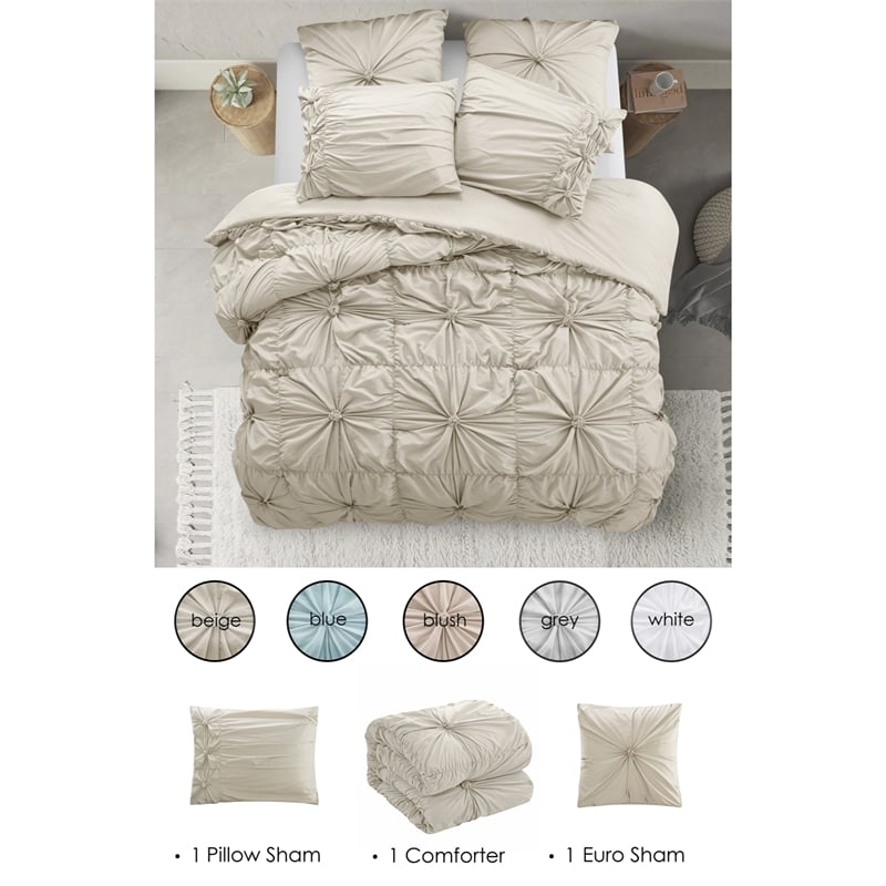 Posh Living Arissa 3pc Twin/Twin XL Comforter Set Beige
