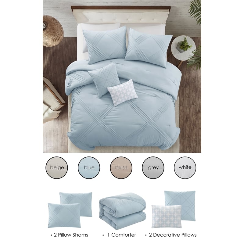 Posh Living Daniyah 5pc Full/Queen Comforter Set Blue