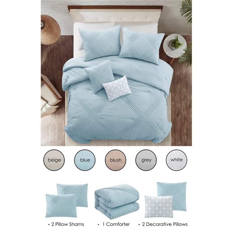 Posh Living Daniyah 5pc Full/Queen Comforter Set Blue
