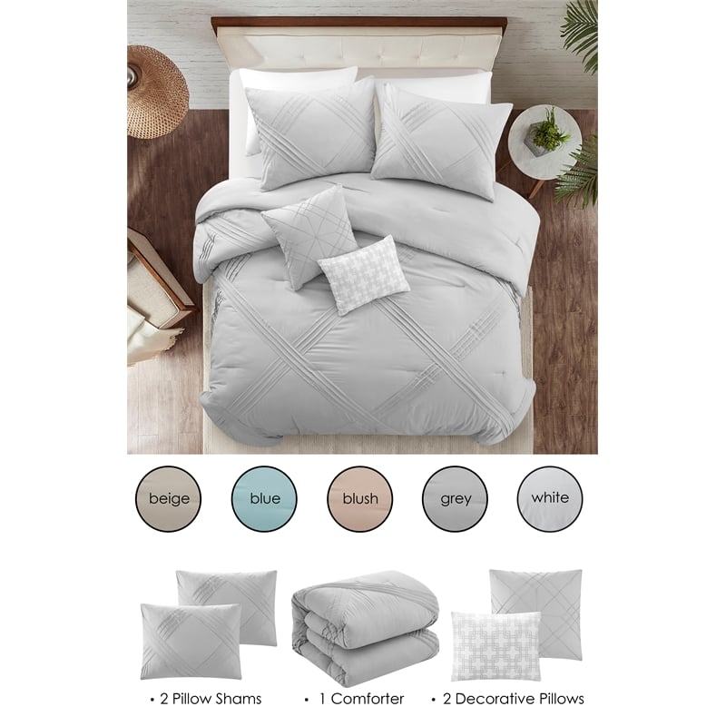 Posh Living Daniyah 5pc King/California King Comforter Set Grey