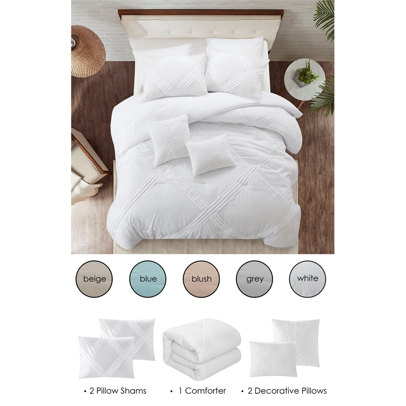 Posh Living Daniyah 5pc King/California King Comforter Set White