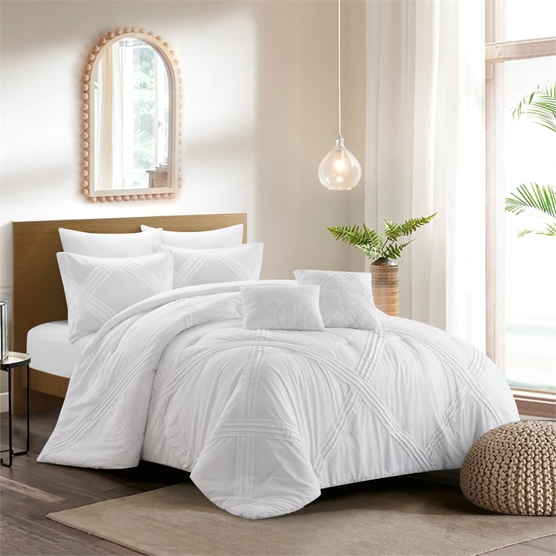 Posh Living Daniyah 5pc Full/Queen Comforter Set White