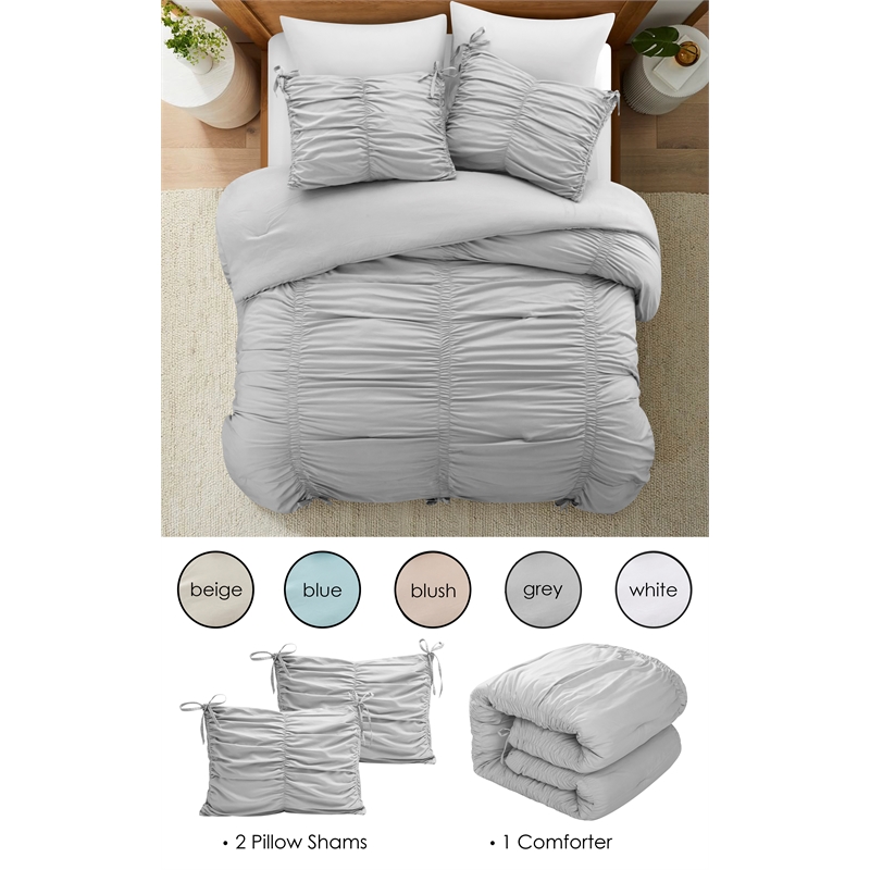 Posh Living Briseis 3pc Full/Queen Comforter Set Grey