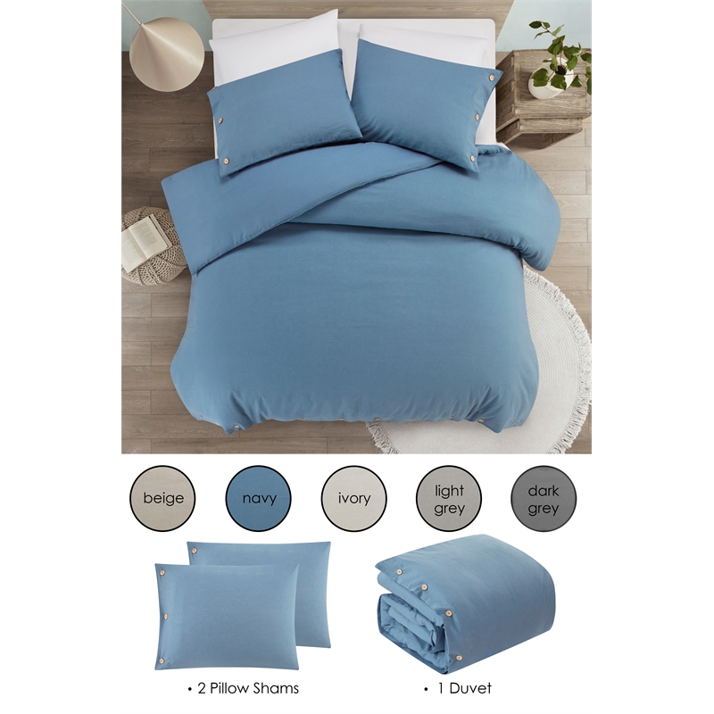 Posh Living Kaiyah 3pc Full/Queen Duvet Set Navy
