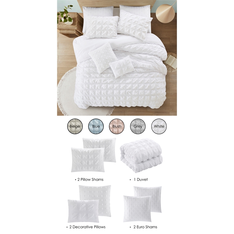 Posh Living Kynnedi 7pc King/California King Duvet Set White