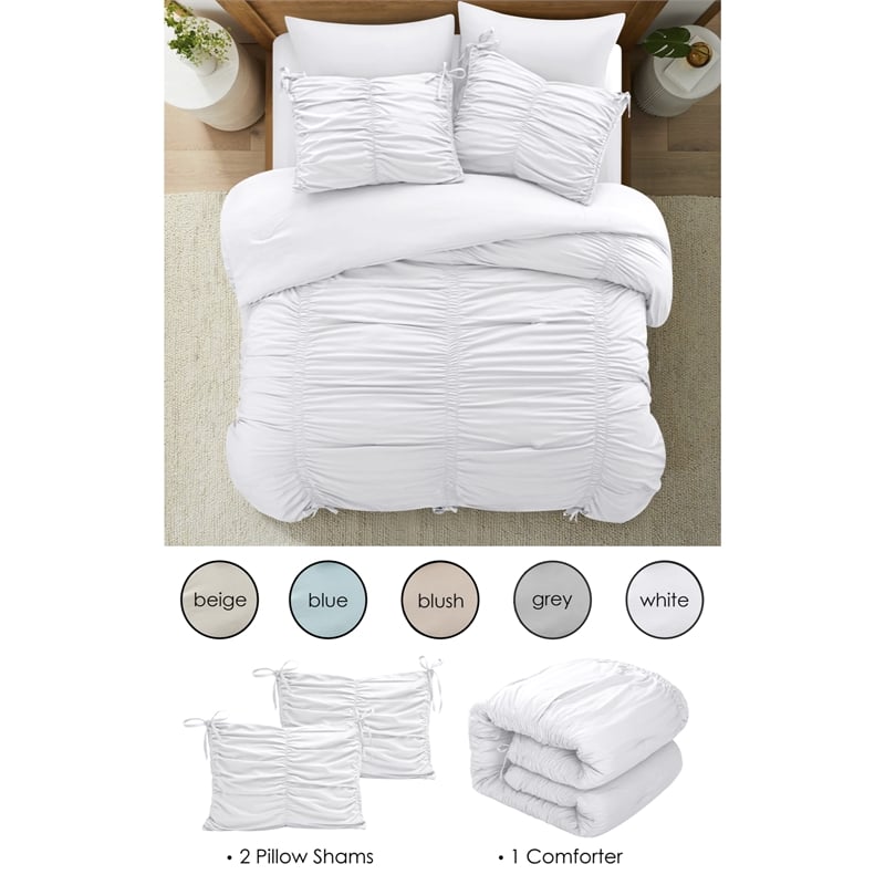 Posh Living Briseis 3pc King/California King Comforter Set White