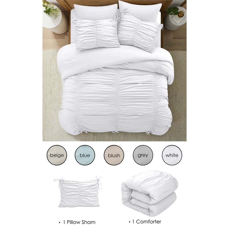 Posh Living Briseis 2pc Twin/Twin XL Comforter Set White