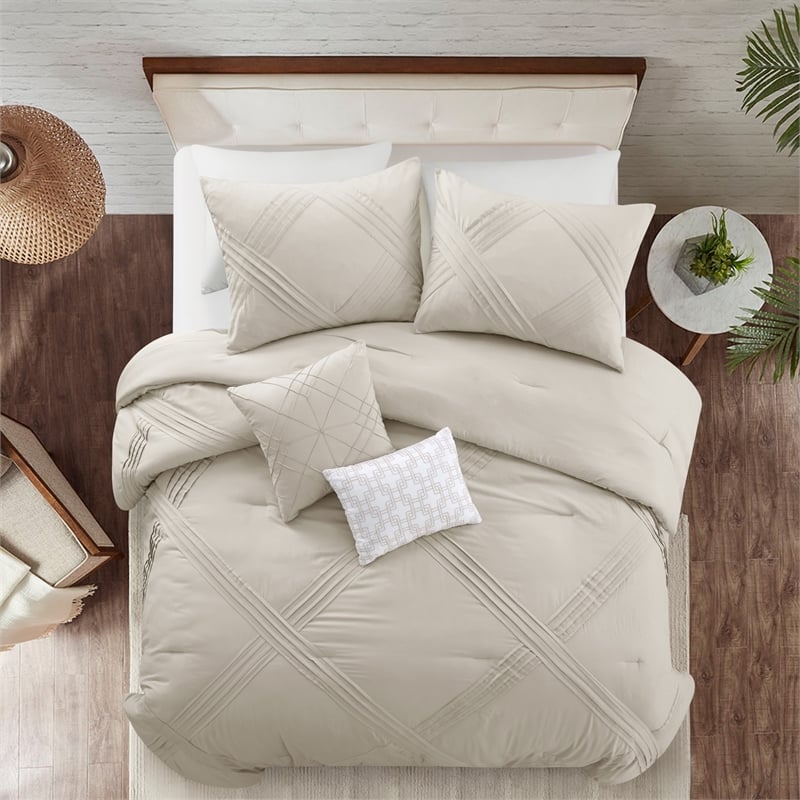 Posh Living Daniyah 5pc King/California King Comforter Set Beige