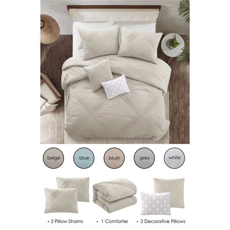 Posh Living Daniyah 5pc King/California King Comforter Set Beige