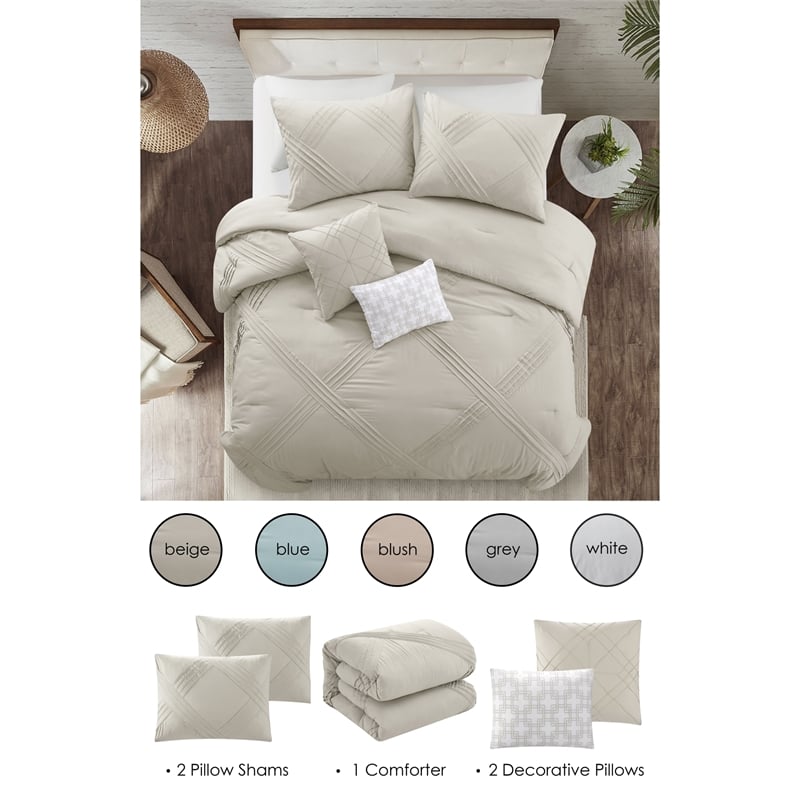 Posh Living Daniyah 5pc Full/Queen Comforter Set Beige