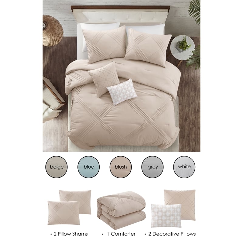 Posh Living Daniyah 5pc Full/Queen Comforter Set Blush