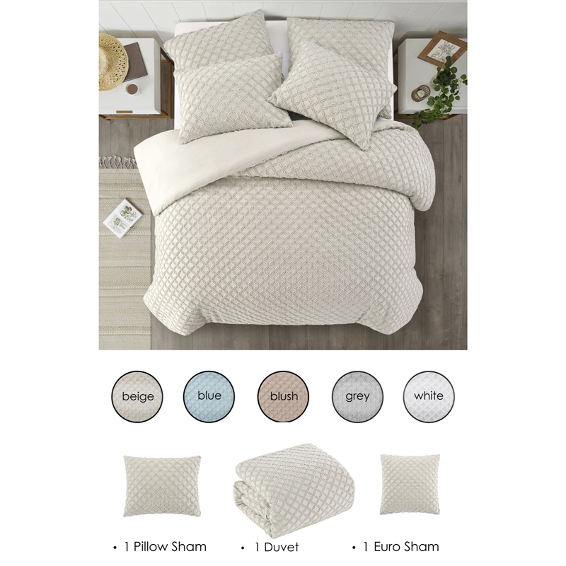 Posh Living Nika 3pc Twin/Twin XL Duvet Set Beige