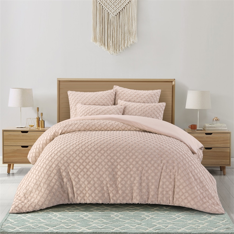 Posh Living Nika 5pc Full/Queen Duvet Set Blush