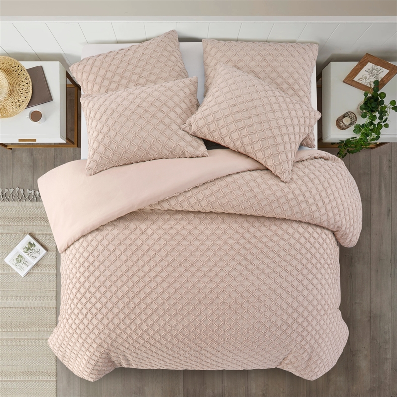 Posh Living Nika 5pc Full/Queen Duvet Set Blush