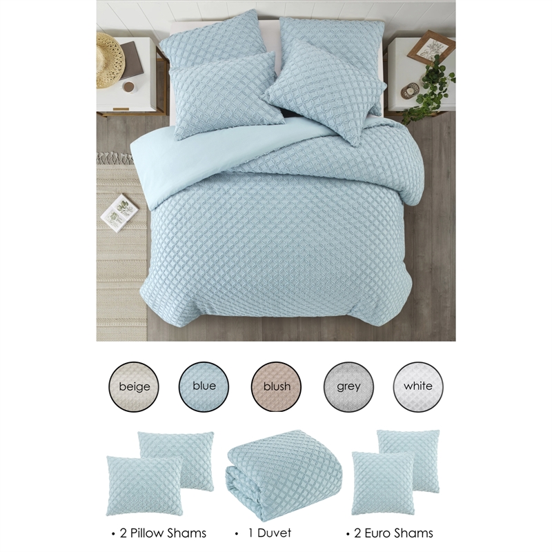 Posh Living Nika 5pc Full/Queen Duvet Set Blue