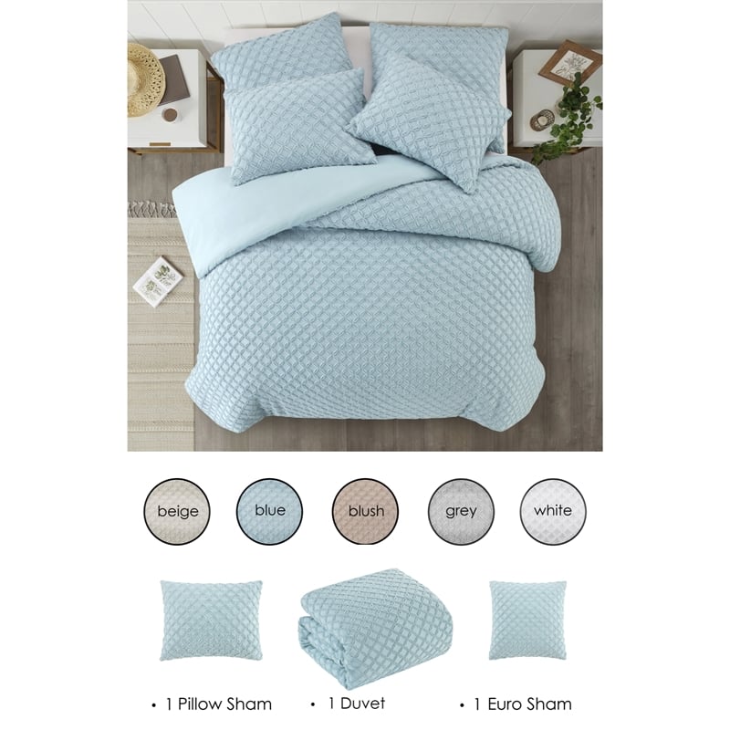 Posh Living Nika 3pc Twin/Twin XL Duvet Set Blue