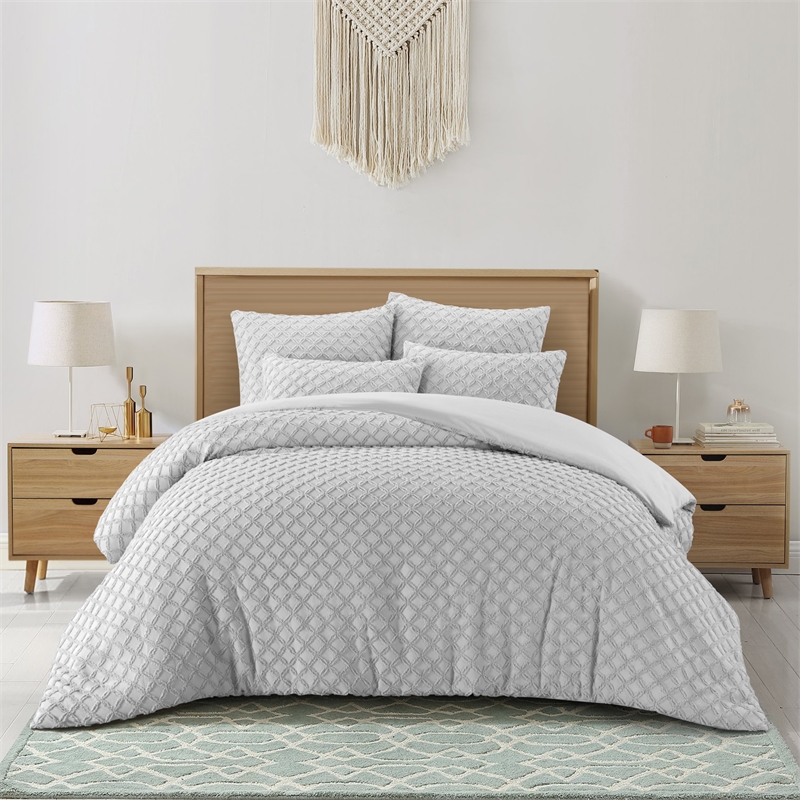 Posh Living Nika 3pc Twin/Twin XL Duvet Set Grey