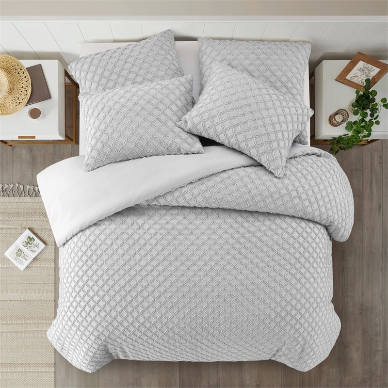 Posh Living Nika 3pc Twin/Twin XL Duvet Set Grey