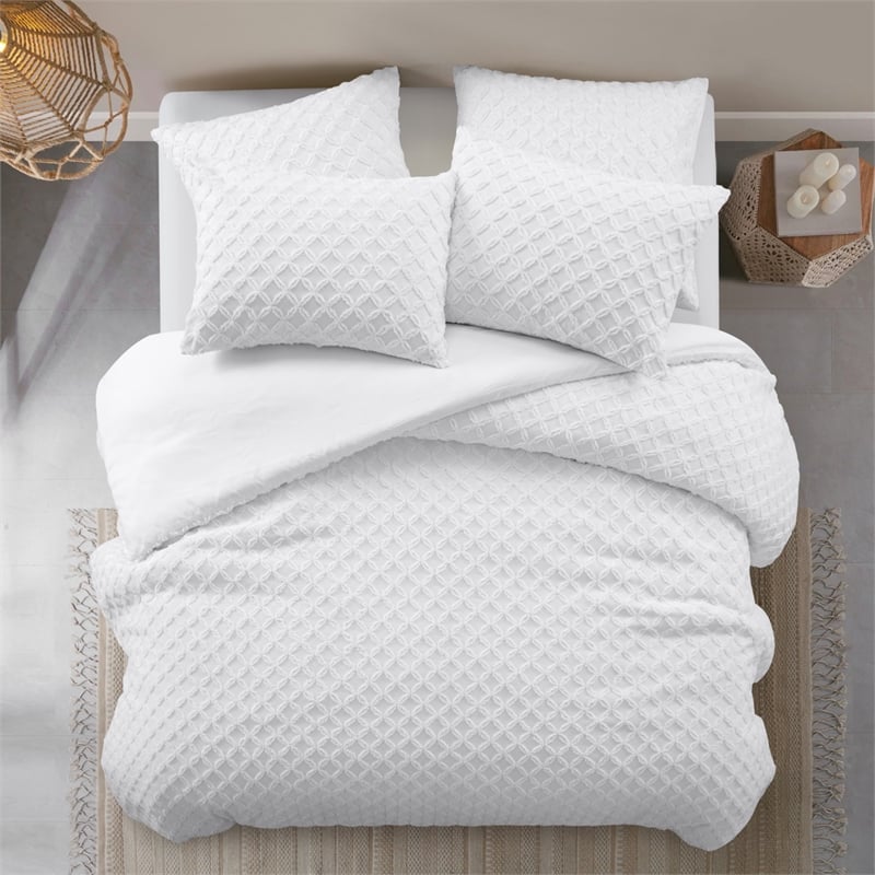 Posh Living Nika 5pc Full/Queen Duvet Set White