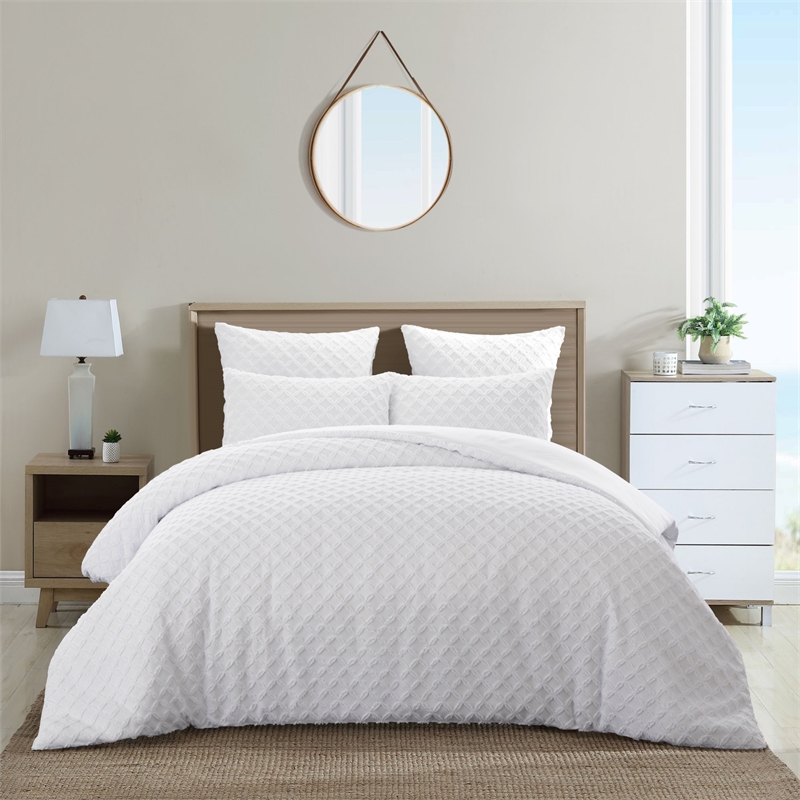 Posh Living Nika 3pc Twin/Twin XL Duvet Set White