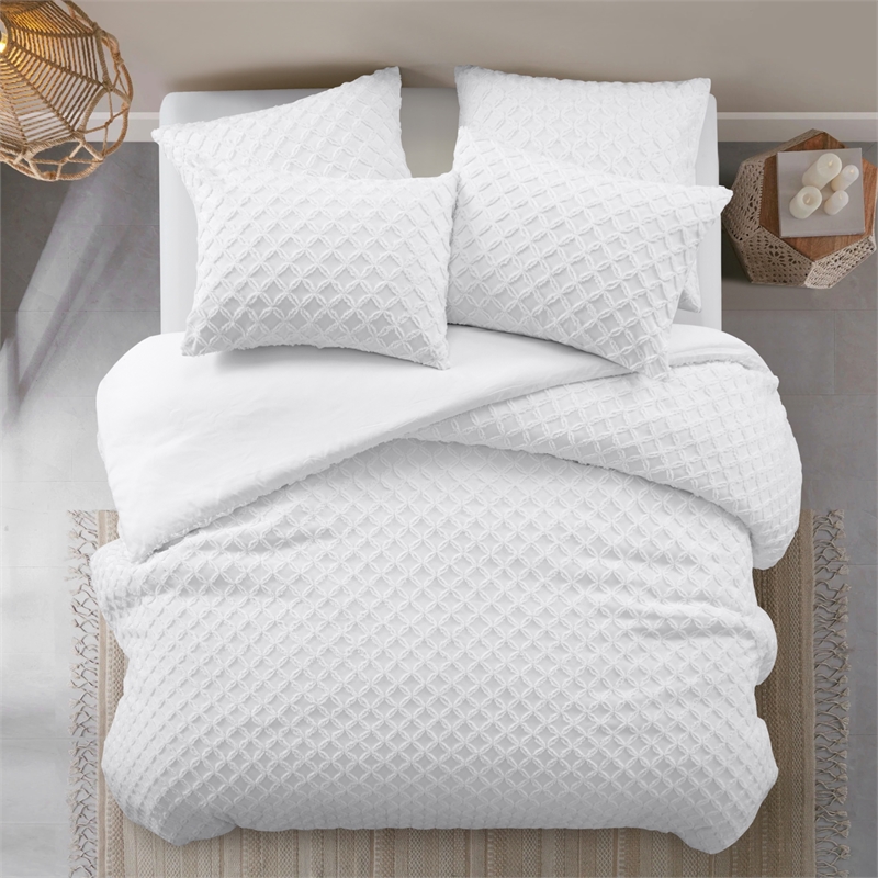Posh Living Nika 3pc Twin/Twin XL Duvet Set White