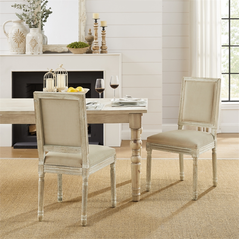 Posh Living Westen Linen Dining Chair (Set of 2) Beige