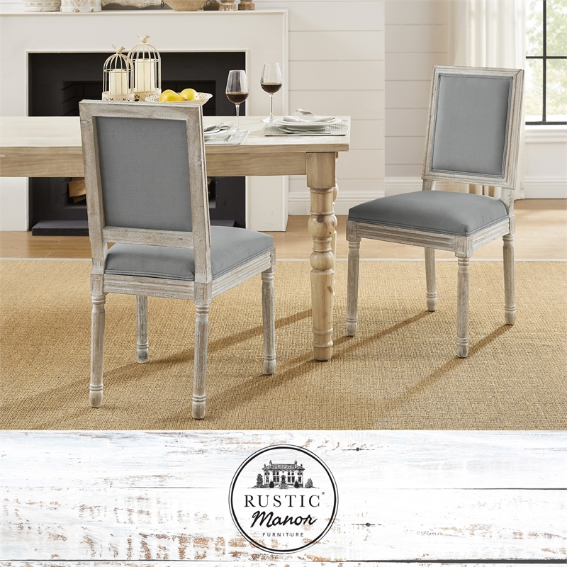 Posh Living Westen Linen Dining Chair (Set of 2) Grey