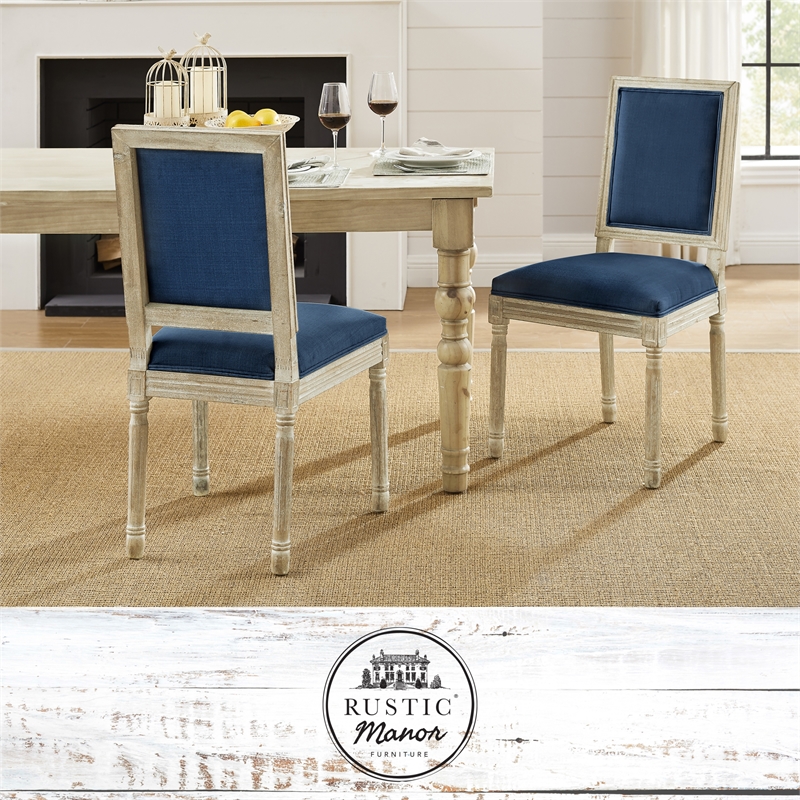 Posh Living Westen Linen Dining Chair (Set of 2) Navy