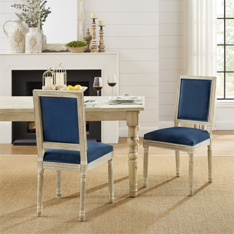 Posh Living Westen Linen Dining Chair (Set of 2) Navy