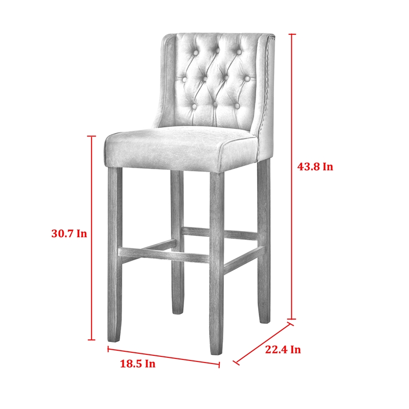 Posh Living Preslie Leather PU/Linen Barstool (Set of 2) Brown