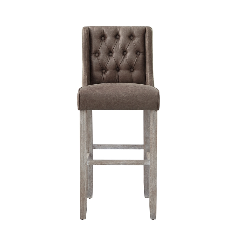 Posh Living Preslie Leather PU/Linen Barstool (Set of 2) Brown